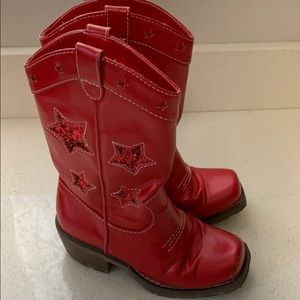 Gymboree Girls SZ 12 Red Glitter Cowboy Boots